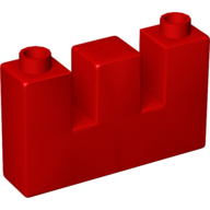 Lego Duplo Brick 1 x 4 x 2 with 2 Top Cutouts (Arrow Slits) / Red