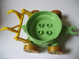 Duplo Cart with Wheels and Yellow Handlebars