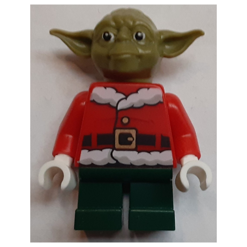 Lego Yoda, Olive Green Head, Santa Jacket
