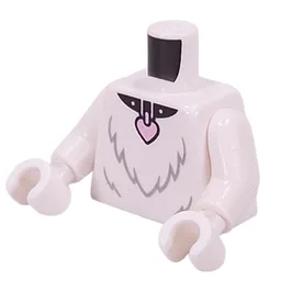 Torso, Fur, Bright Pink Heart Pendant Print, White Arms and Hands / White