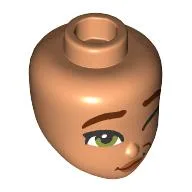Minidoll Head, Medium Nougat Eyebrows, Olive Green Eyes, Medium Orange Lips, Open Mouth / Nougat