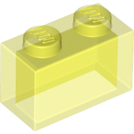 Lego Brick 1 x 2 without Bottom Tube / Trans-Neon Green