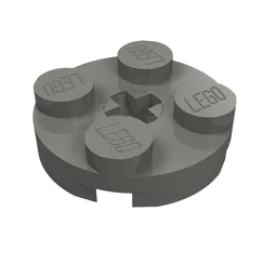 Plate Round 2 x 2 with Axle Hole Type 1 (+ Opening) / Dark Bluish Gray