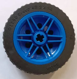 Wheel 30mm D. x 14mm with Black Tire 43.2 x 14 Solid (56904 / 30699) / Blue