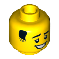 Lego Minifig Head Tippy, Black Sideburns, Large Smile, Chin Dimple Print / Yellow