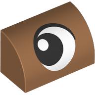 Lego Brick Curved 1 x 2 x 1 No Studs with Eye, Looking Left print / Medium Nougat