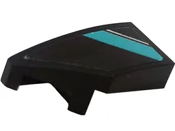 Wedge 2 x 1 x 2/3 Left with Dark Turquoise Stripe and Silver Line Pattern (Sticker) - Set 76909