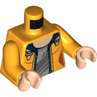 Torso Jacket with Zipper over Gray Undershirt Print, Bright Light Orange Arms, Light Nougat Hands / Bright Light Orange