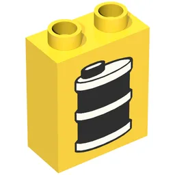 Duplo Brick 1 x 2 x 2 with Oil Drum / Can Print / Yellow