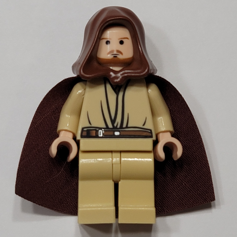 Lego Qui-Gon Jinn, Tan Legs, Brown Beard