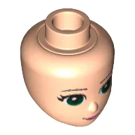 Minidoll Head, Green Eyes, Pink Lips and Closed Mouth Print / Light Nougat
