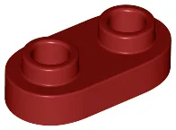 Plate Special 1 x 2 Rounded with 2 Open Studs / Dark Red
