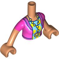 Lego Minidoll Torso Woman with Magenta Sweater, Medium Azure/Yellow Shirt, Necklace print, Nougat Arms and Hands / Nougat