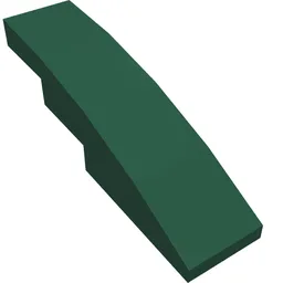 Brick Curved 4 x 1 No Studs [Stud Holder with Symmetric Ridges] / Dark Green