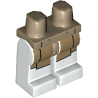 Lego Hips and White Legs with Tan Jedi Robe Print / Dark Tan