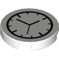 Tile Round 2 x 2 with Clock Print / White