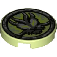 Tile Round 2 x 2 with Airjitzu Ghost Print / Yellowish Green