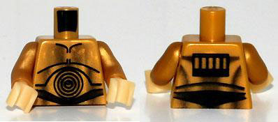 Lego Torso SW C-3PO Pattern / Pearl Gold Arms / Pearl Light Gold Hands