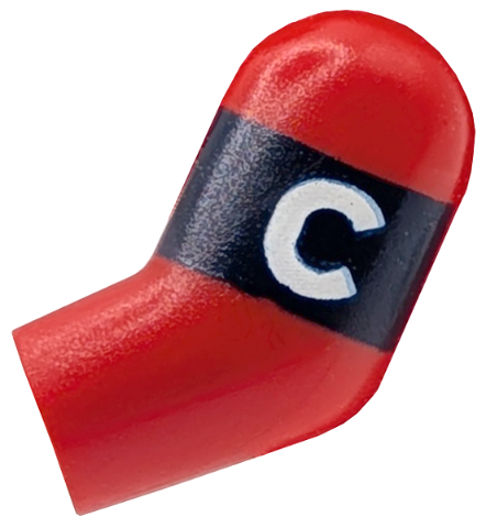 Lego Arm, Left with Dark Blue Captain's Armband with White Capital Letter C Pattern / Red