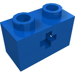 Technic Brick 1 x 2 with Axle Hole Type 1 [+ Opening] and Bottom Pin / Blue