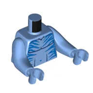 Torso with Long Arms, Na'vi, with Bare Chest, Blue Markings Print, Medium Blue Arms and Hands / Medium Blue