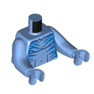 Lego Torso with Long Arms, Na'vi, with Bare Chest, Blue Markings print, Medium Blue Arms and Hands / Medium Blue