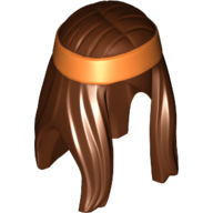 Lego Hair and Headband, Long, Orange Headband Print / Reddish Brown