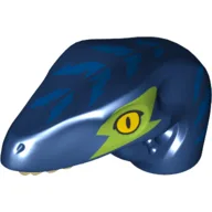 Animal Body Part, Dinosaur, Raptor Head with Yellow Eyes, Lime Patch, Blue Stripes / Dark Blue