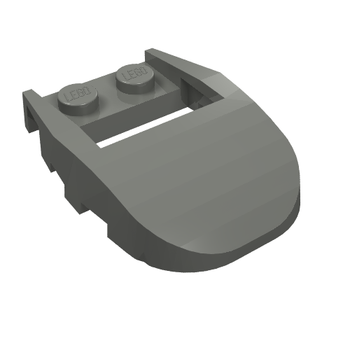 Lego Brick Wedged, Curved 4 x 3 Recessed Back with Opening, Two Studs [Plain] / Dark Bluish Gray