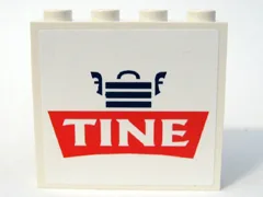 Panel 1 x 4 x 3 - Hollow Studs with Tine Logo Pattern (Sticker) - Set 1029