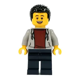 Light Bluish Grey Torso, Dark Blue Legs, Black Hair