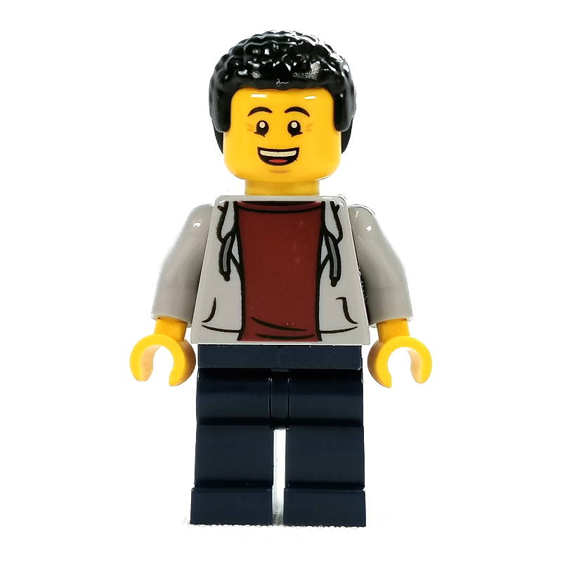Lego Light Bluish Grey Torso, Dark Blue Legs, Black Hair