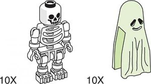 Lego Skeleton and Ghost for Amusement Park Set