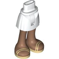 Lego Minidoll Hips and Mid-Length Shorts with Medium Brown Legs, Tan Sandals print / White