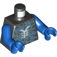 Lego Torso Blue Lightning / Energy and Asian Character Print, Blue Arms and Hands / Black