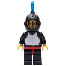 Knight (Breastplate on Black) - Black Legs, Black Helmet, Blue Plume