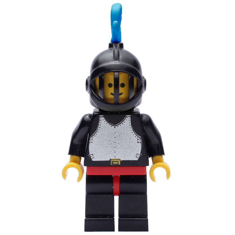 Lego Knight (Breastplate on Black) - Black Legs, Black Helmet, Blue Plume