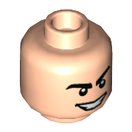 Lego Minifig Head Rhino, Thick Eyebrows, Evil Smile with Teeth Print / Light Nougat
