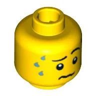 Minifig Head Gorilla Suit Guy, Wrinkled Mouth and Sweat Drops Print [Blocked Open Stud] / Yellow