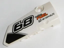 Technic, Panel Fairing # 4 Small Smooth Long, Side B with Black '68' and 'action FUEL DESIGN' Pattern (Sticker) - Set 42045