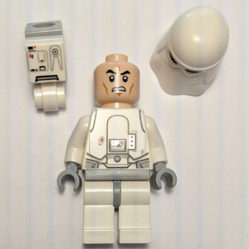 Lego Snowtrooper, Light Bluish Gray Hips, Neck Bracket with Printed 1 x 1 Tile and 1 x 1 Plate with Clip Light