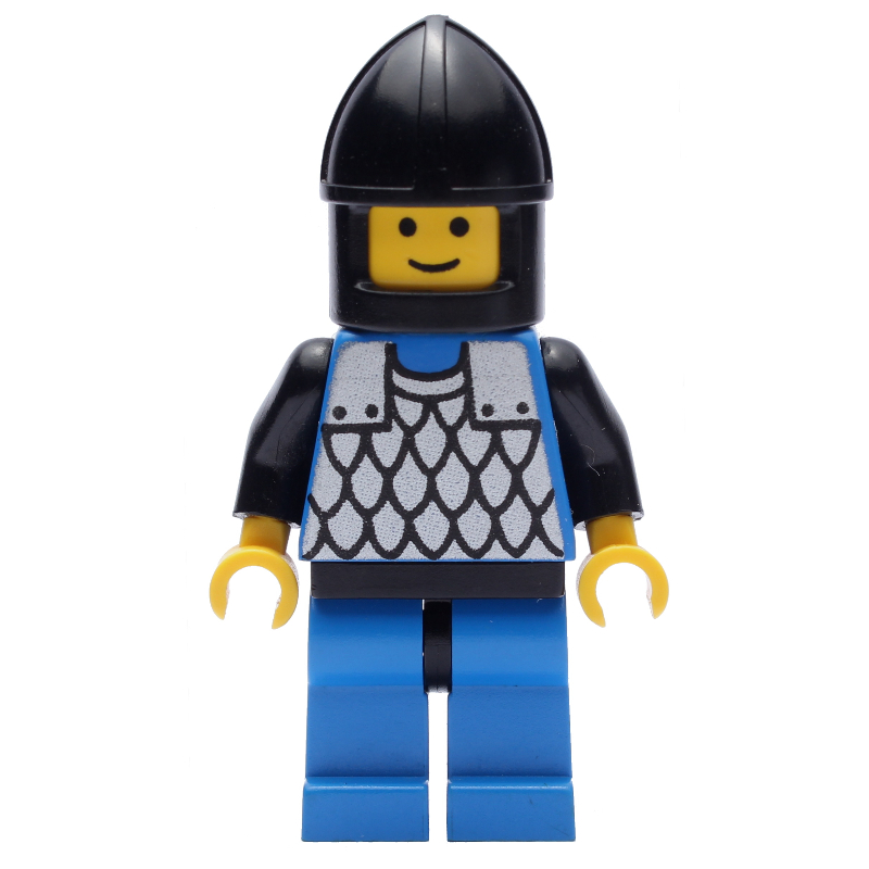 Lego Knight (Scale Mail on Blue) - Black Arms, Blue Legs, Black Chin-Guard