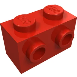 Brick Special 1 x 2 with 2 Studs on 1 Side / Red