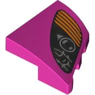 Brick Wedged, Curved 2 x 2 with Stud Notch Left with Black/Orange Headlight Print