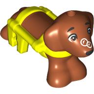 Lego Animal, Dog, Dachshund with Vibrant Yellow Harness Pattern, Bubble in Nose print (Pickle)