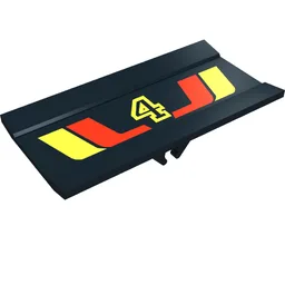 Hinge Panel 6 x 3 with Yellow '4', Red/Yellow Stripes Patt. / Black