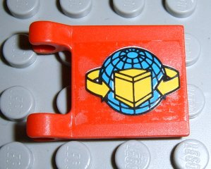 Lego Flag 2 x 2 Square with Flat Edge with Box and Arrows and Globe Pattern on Both Sides (Stickers) - Set 6542