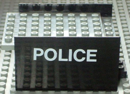 Lego Boat, Hull Smooth Middle 8 x 6 x 3 1/3 with Light Gray Deck with 'POLICE' Pattern on Both Sides (Stickers) - Sets 314-1 / 709-1