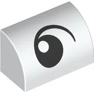 Brick Curved 1 x 2 x 1 No Studs with Eye, Looking Left Print / White