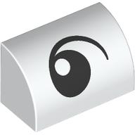 Lego Brick Curved 1 x 2 x 1 No Studs with Eye, Looking Left print / White